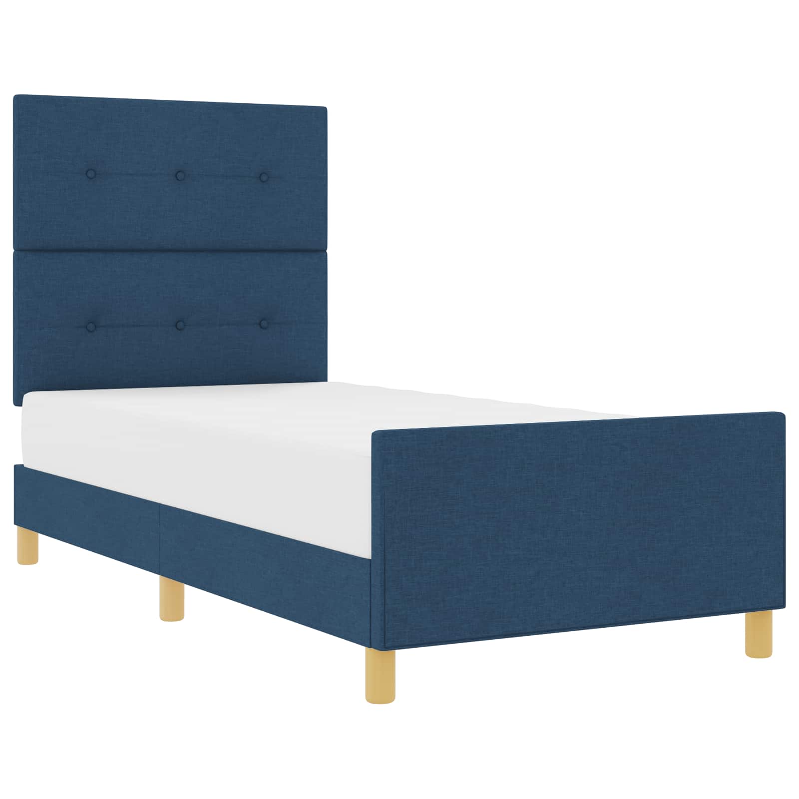 Bettgestell mit Kopfteil Blau 80 x 200 cm Stoff