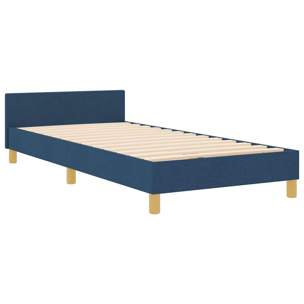 Bettgestell mit Kopfteil Blau 80 x 200 cm Stoff