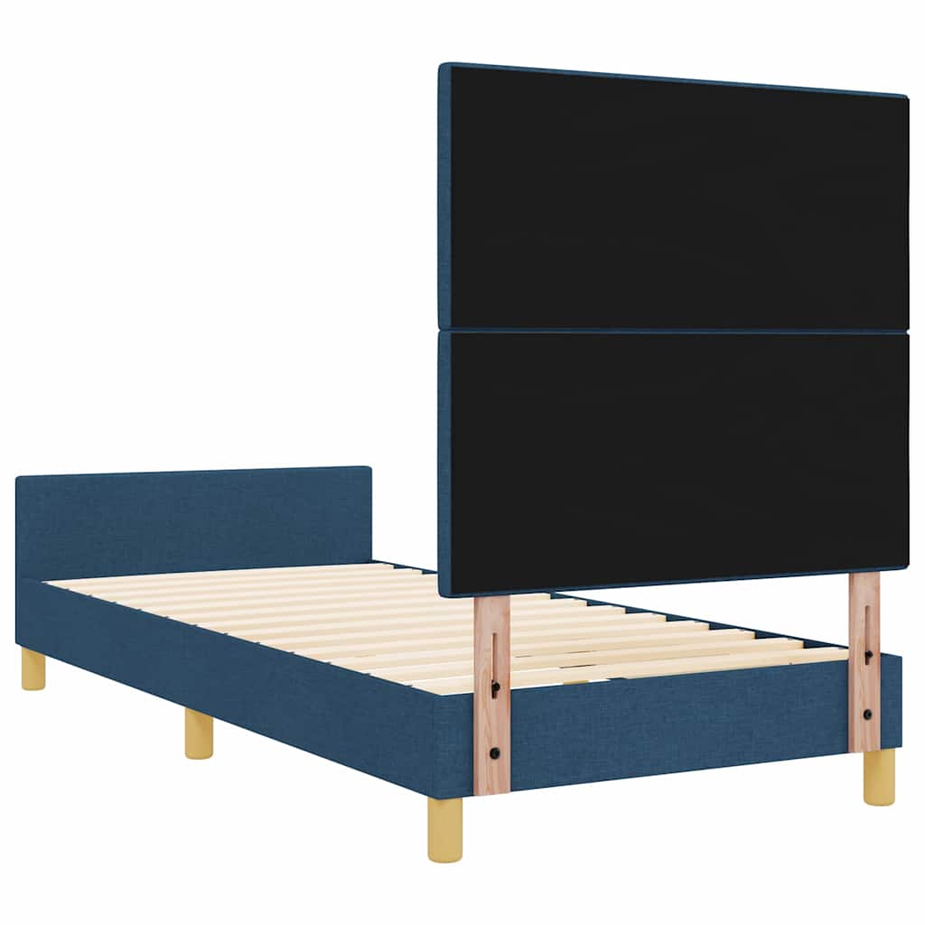 Bettgestell mit Kopfteil Blau 80 x 200 cm Stoff