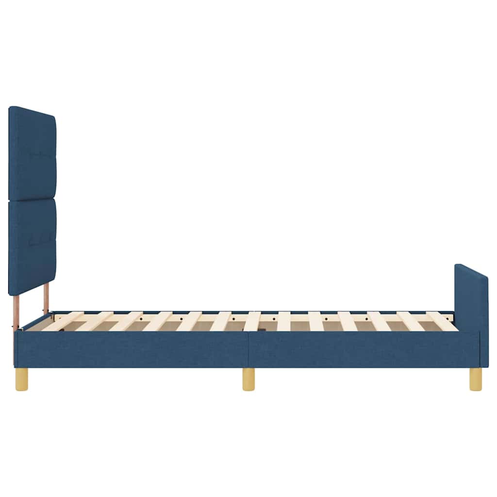 Bettgestell mit Kopfteil Blau 80 x 200 cm Stoff