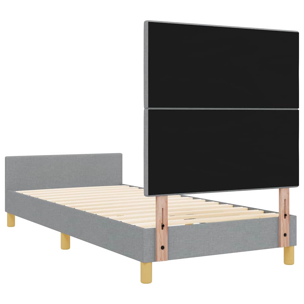 Bettgestell mit Kopfteil Hellgrau 90 x 190 cm Stoff