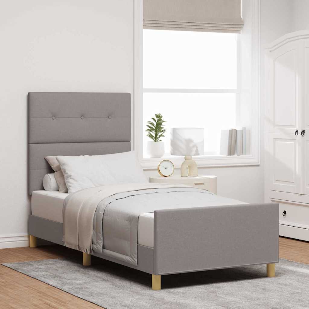 Bettgestell mit Kopfteil Taupe 90 x 190 cm Stoff