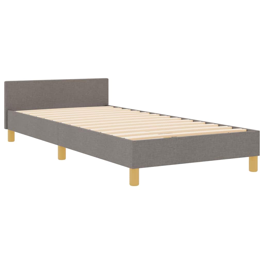 Bettgestell mit Kopfteil Taupe 90 x 190 cm Stoff