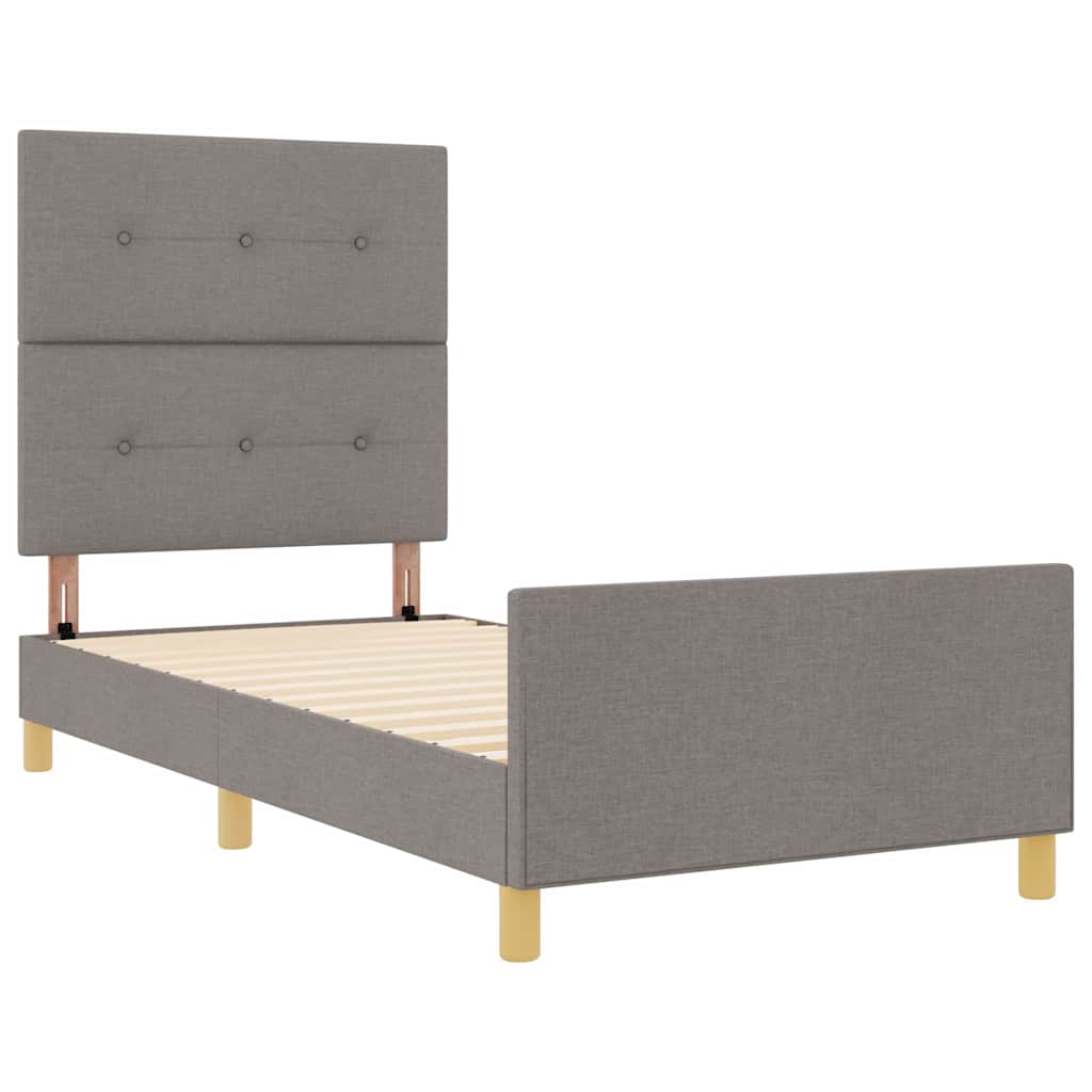 Bettgestell mit Kopfteil Taupe 90 x 190 cm Stoff
