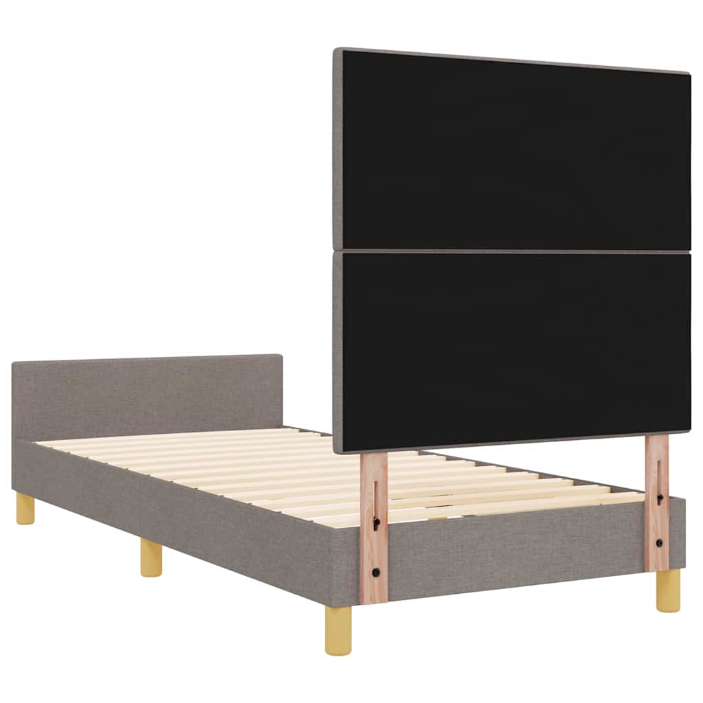 Bettgestell mit Kopfteil Taupe 90 x 190 cm Stoff