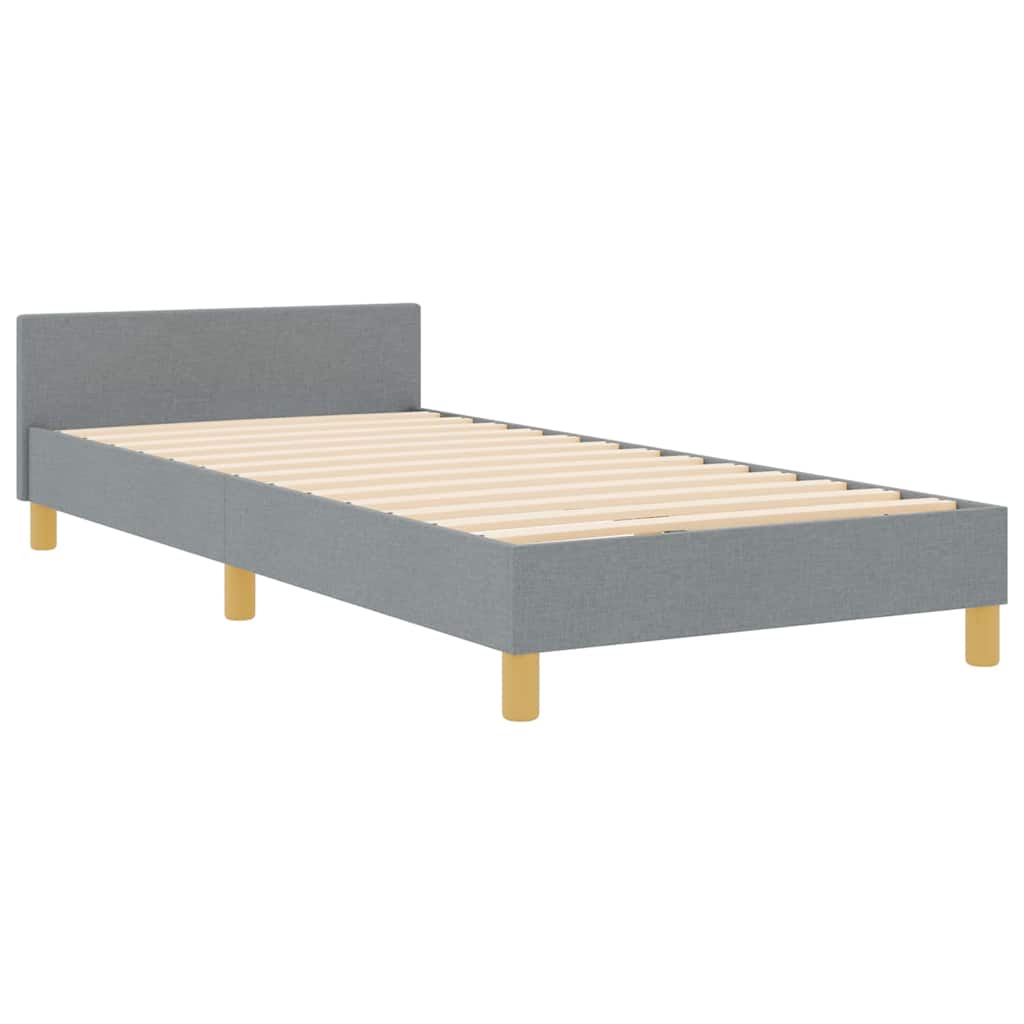 Bettgestell mit Kopfteil Hellgrau 90 x 200 cm Stoff