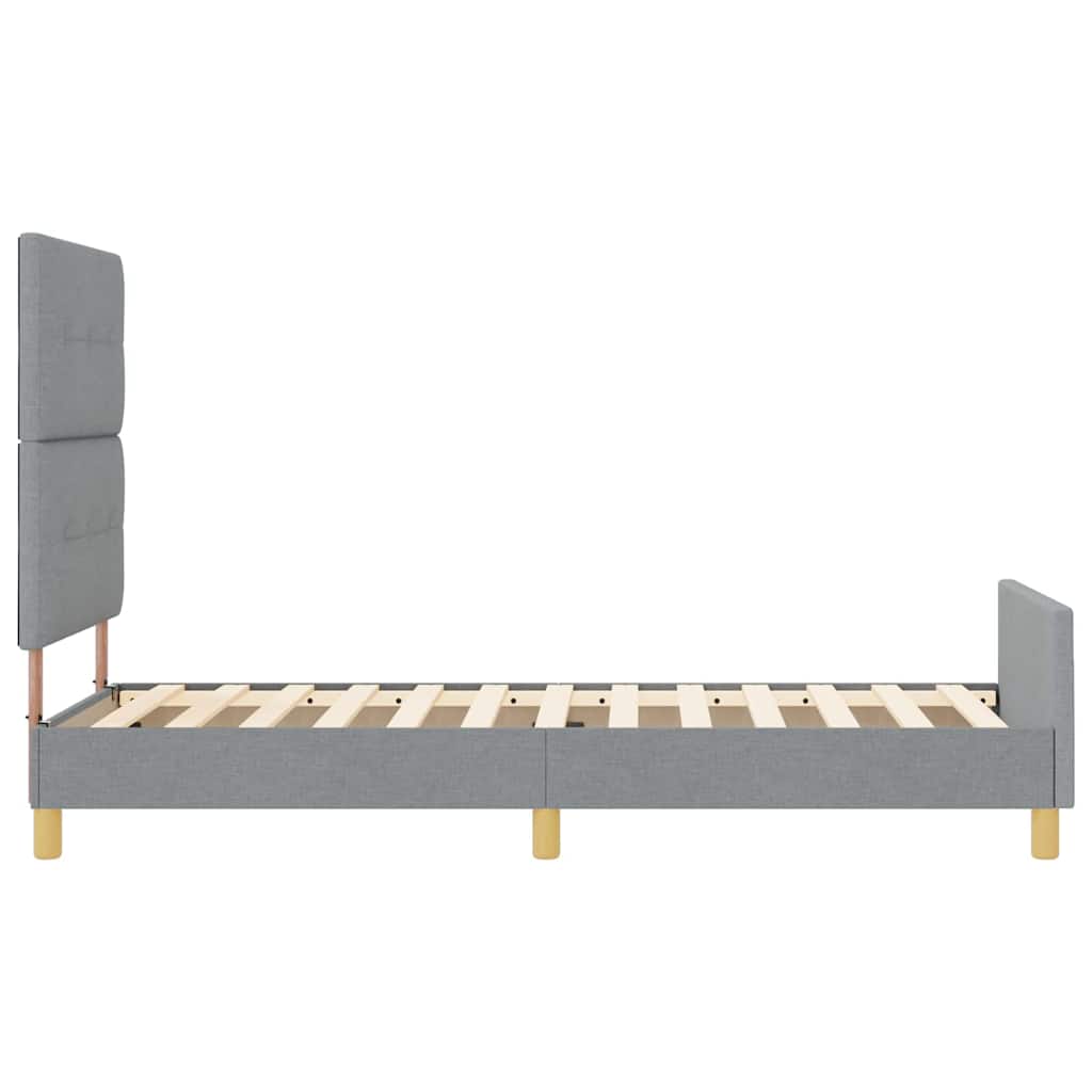 Bettgestell mit Kopfteil Hellgrau 90 x 200 cm Stoff