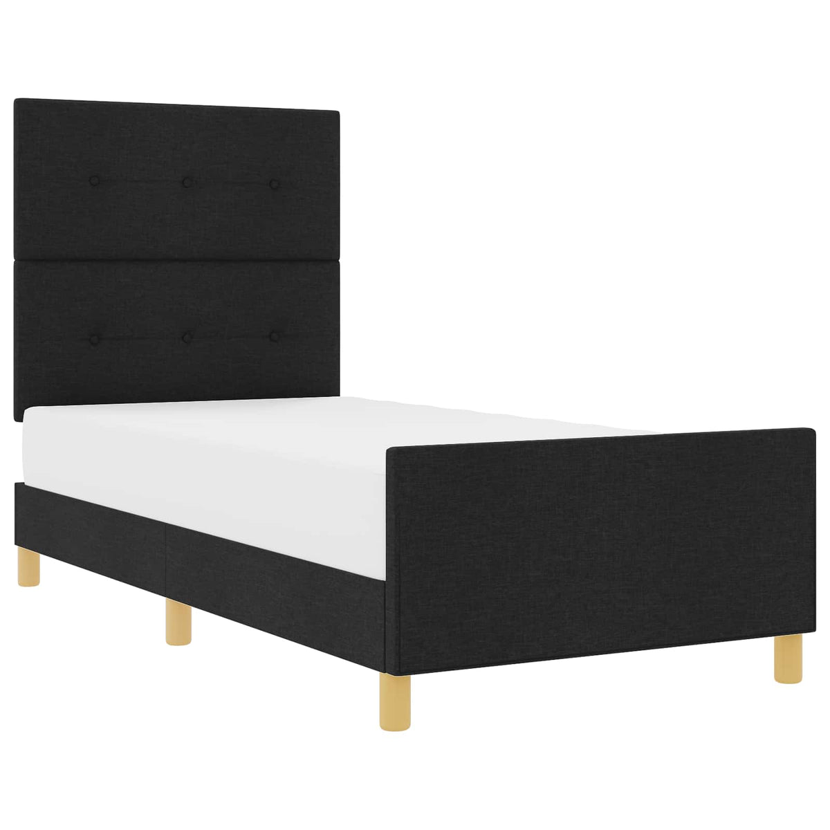 Bettgestell mit Kopfteil Schwarz 90 x 200 cm Stoff