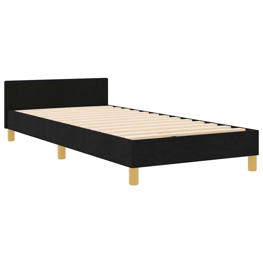 Bettgestell mit Kopfteil Schwarz 90 x 200 cm Stoff