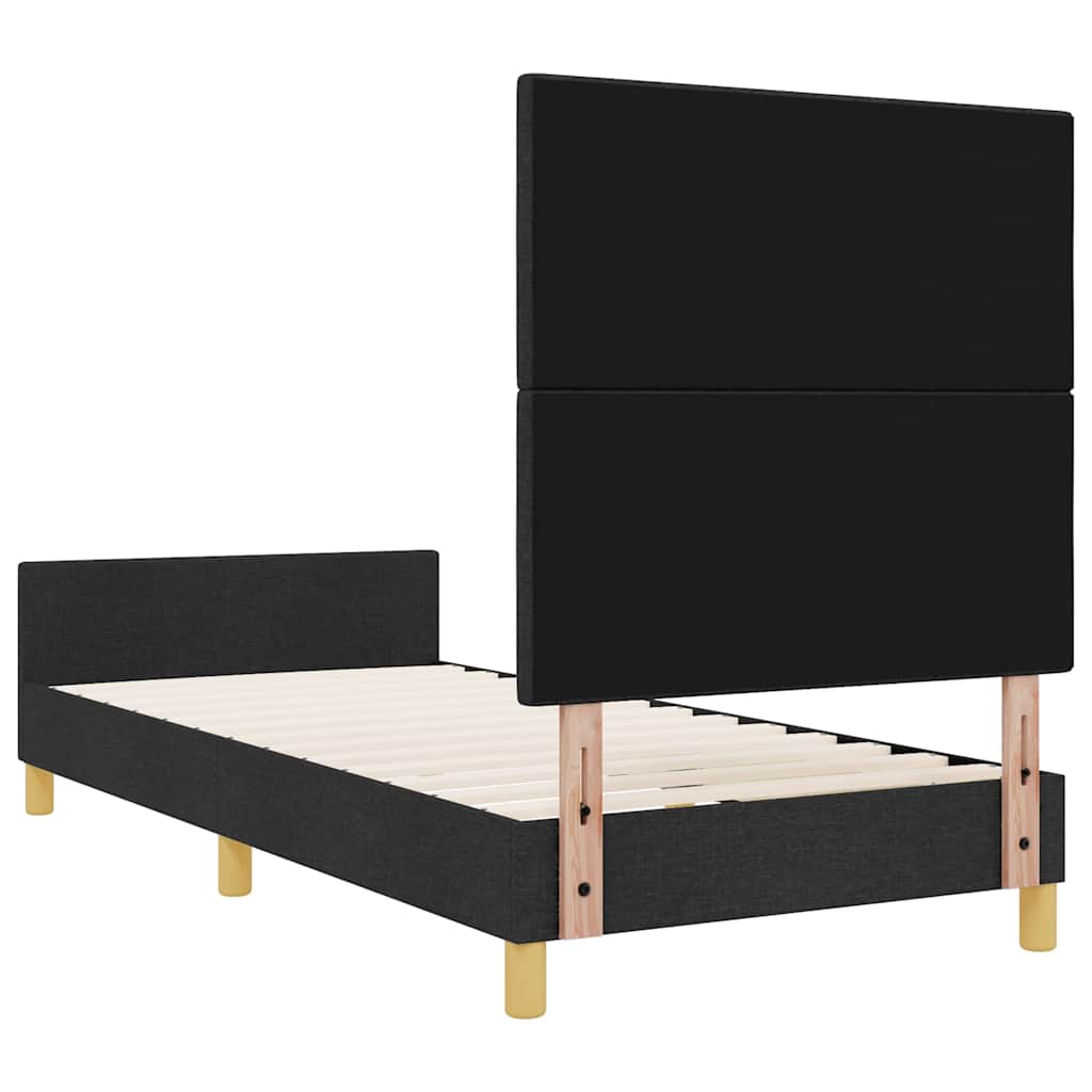 Bettgestell mit Kopfteil Schwarz 90 x 200 cm Stoff