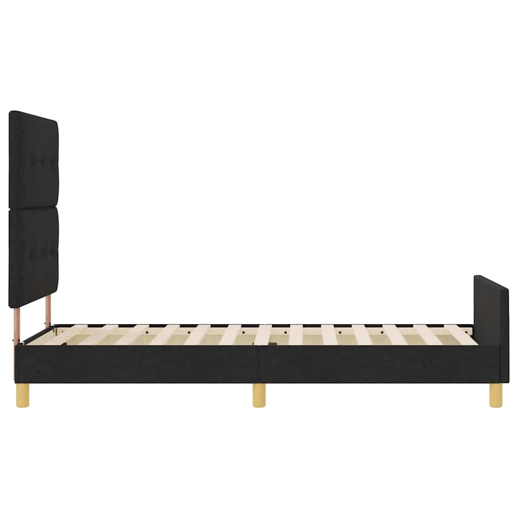 Bettgestell mit Kopfteil Schwarz 90 x 200 cm Stoff
