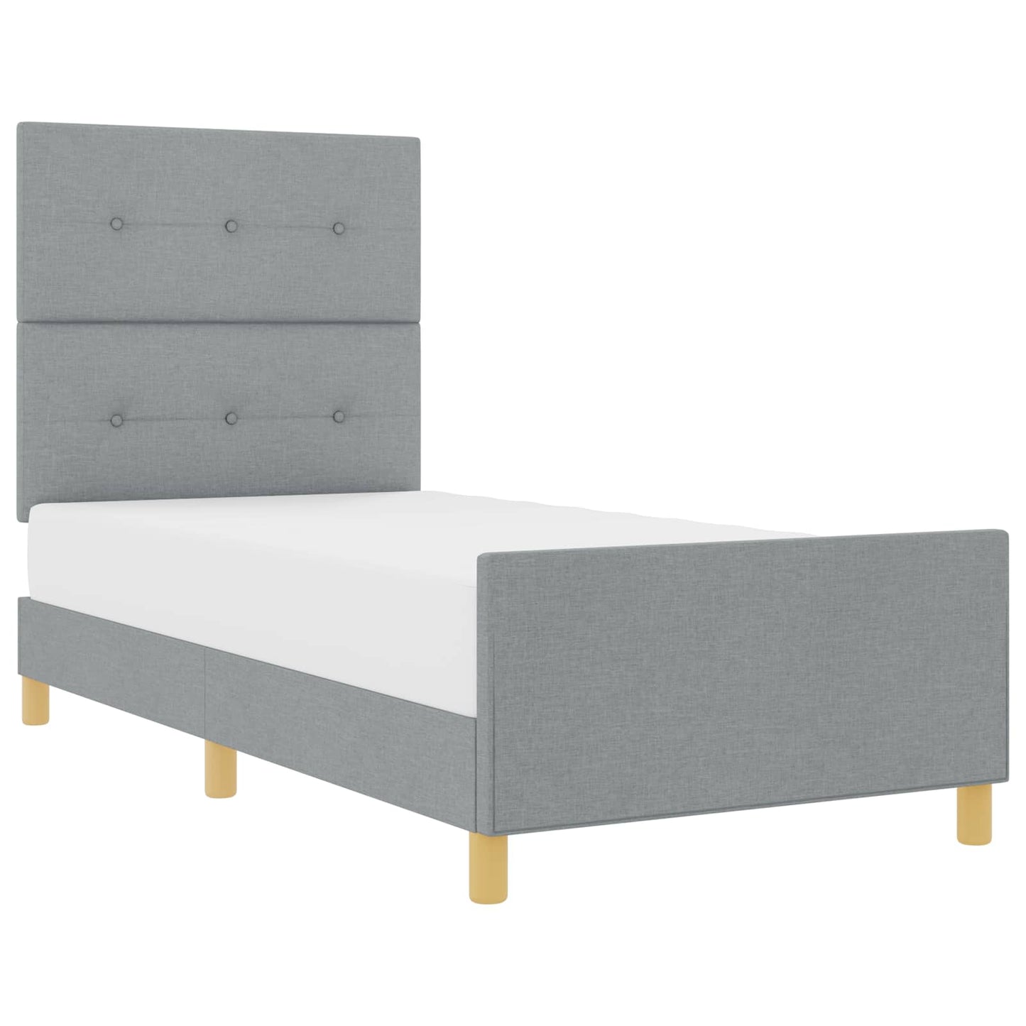 Bettgestell mit Kopfteil Hellgrau 100 x 200 cm Stoff