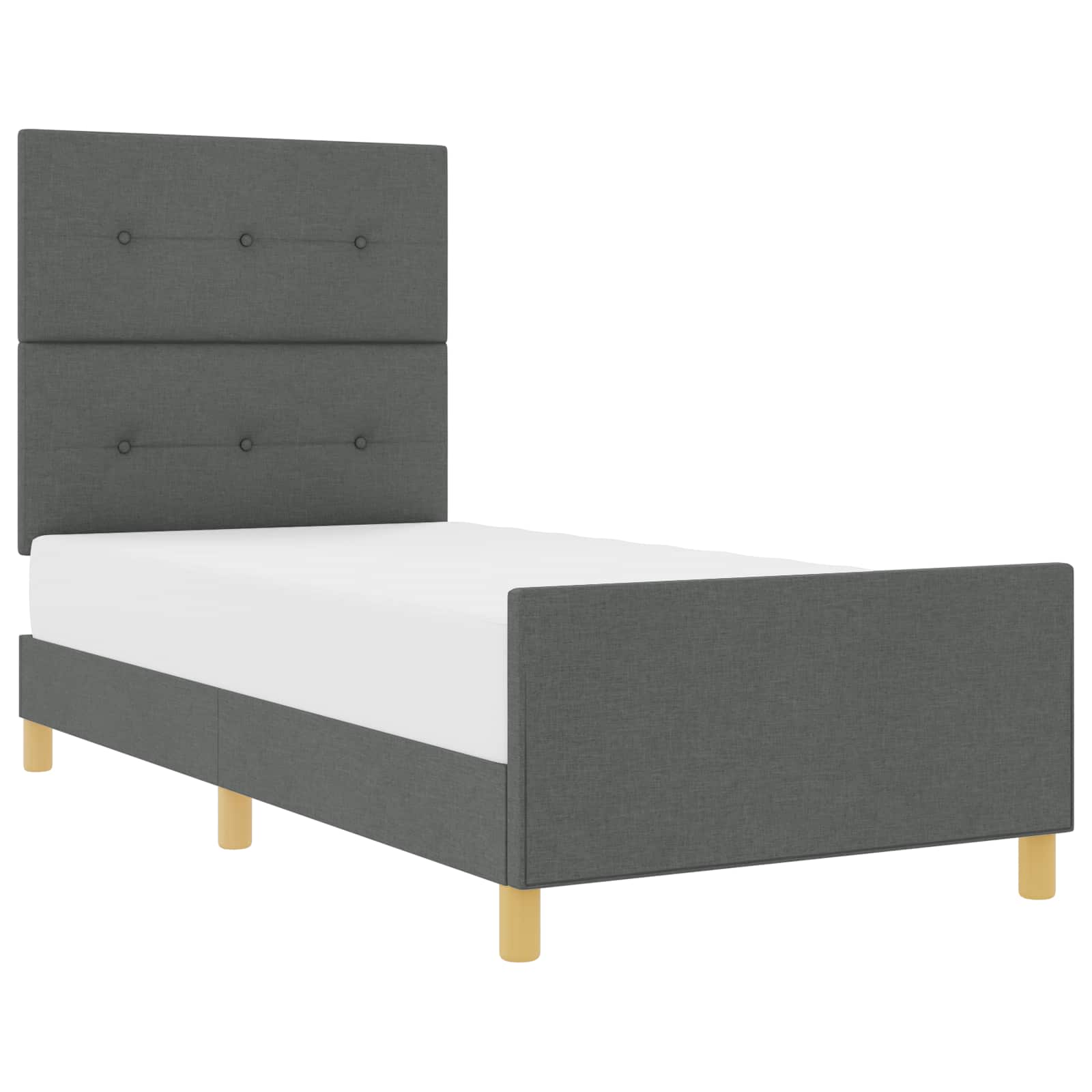 Bettgestell mit Kopfteil Dunkelgrau 100 x 200 cm Stoff