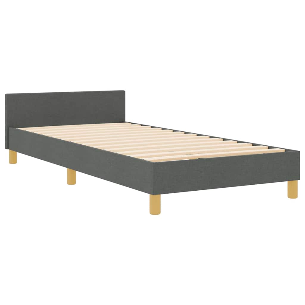 Bettgestell mit Kopfteil Dunkelgrau 100 x 200 cm Stoff