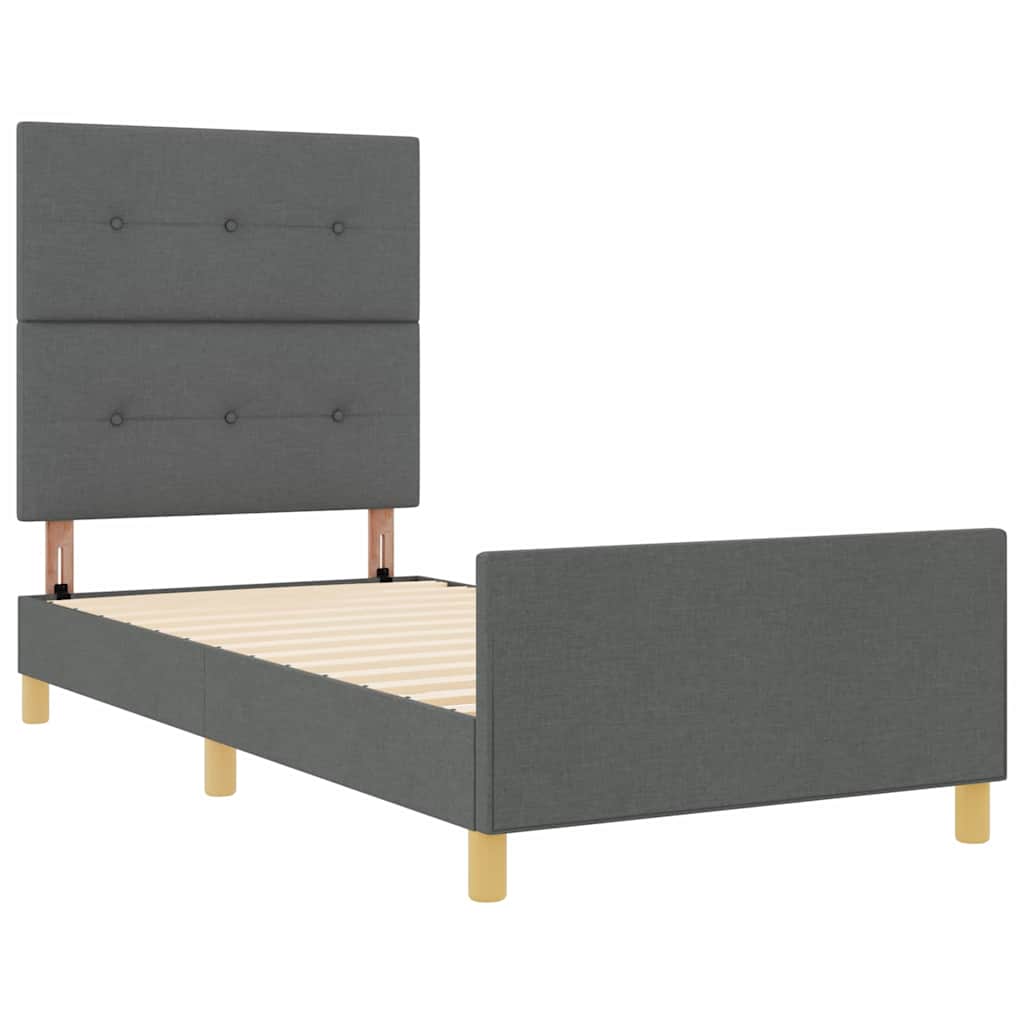 Bettgestell mit Kopfteil Dunkelgrau 100 x 200 cm Stoff