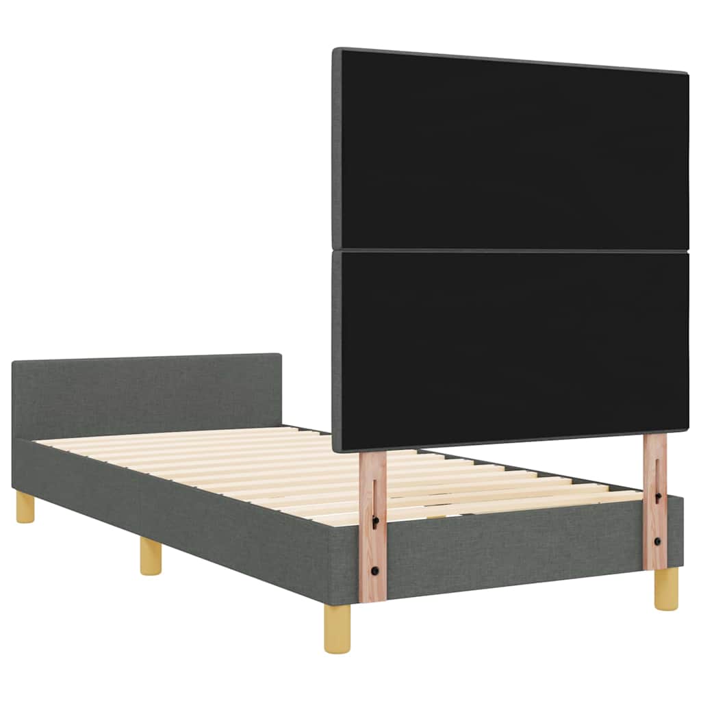 Bettgestell mit Kopfteil Dunkelgrau 100 x 200 cm Stoff