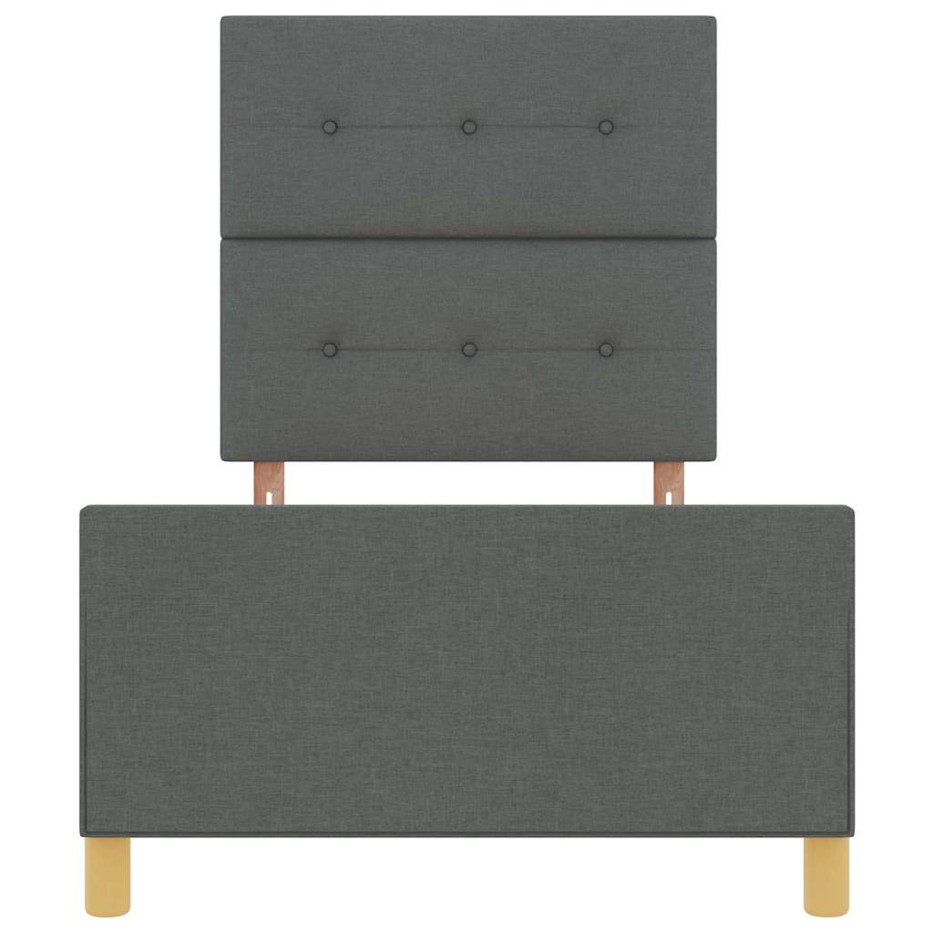 Bettgestell mit Kopfteil Dunkelgrau 100 x 200 cm Stoff