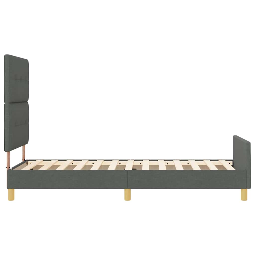 Bettgestell mit Kopfteil Dunkelgrau 100 x 200 cm Stoff