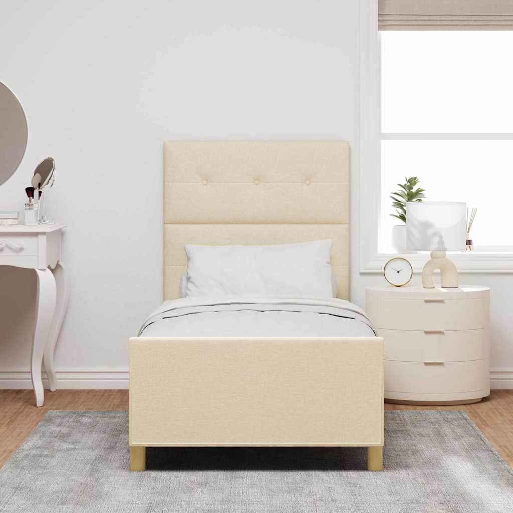 Bettgestell mit Kopfteil Creme 100 x 200 cm Stoff
