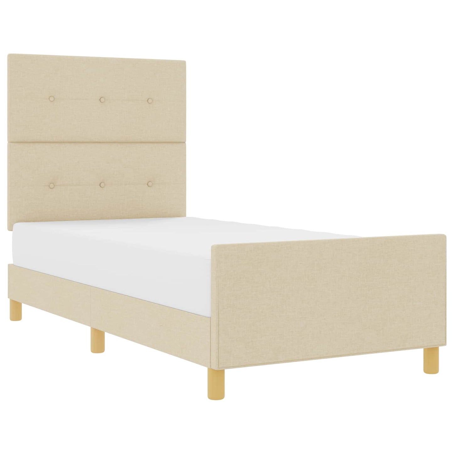 Bettgestell mit Kopfteil Creme 100 x 200 cm Stoff