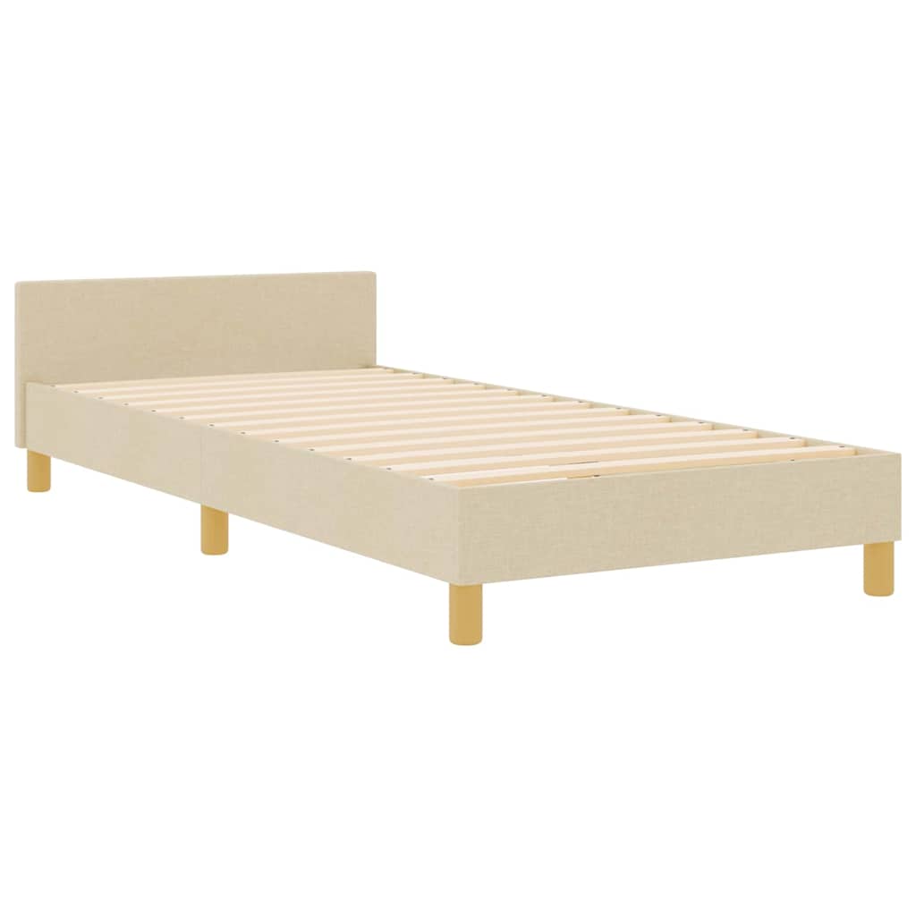 Bettgestell mit Kopfteil Creme 100 x 200 cm Stoff