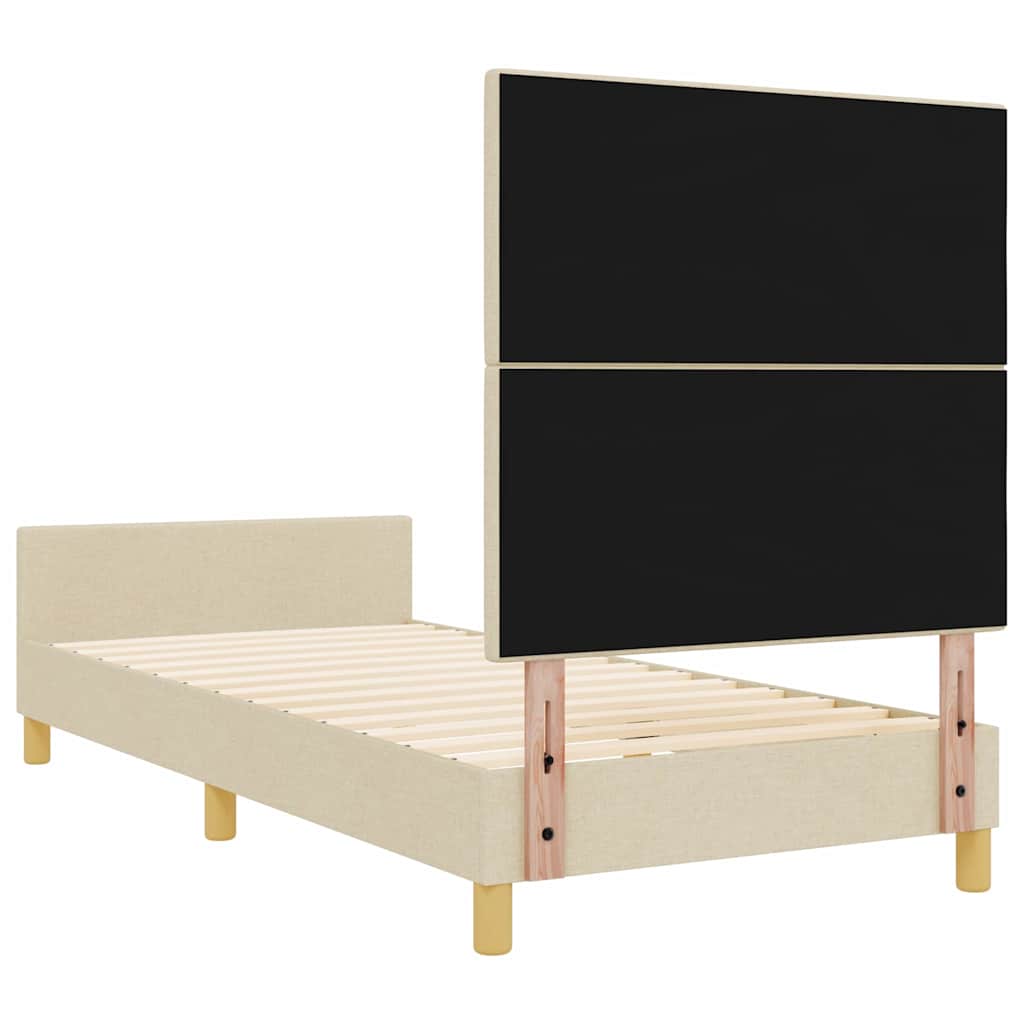 Bettgestell mit Kopfteil Creme 100 x 200 cm Stoff