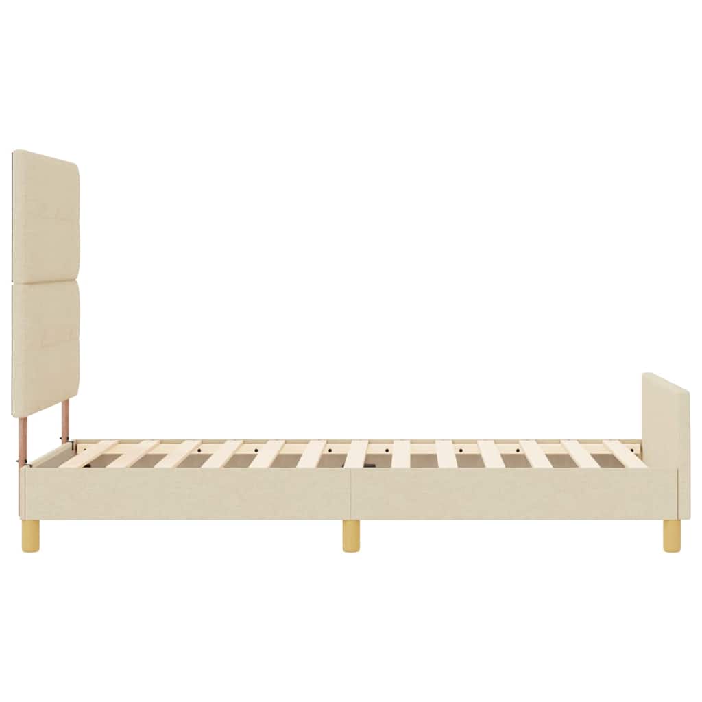 Bettgestell mit Kopfteil Creme 100 x 200 cm Stoff