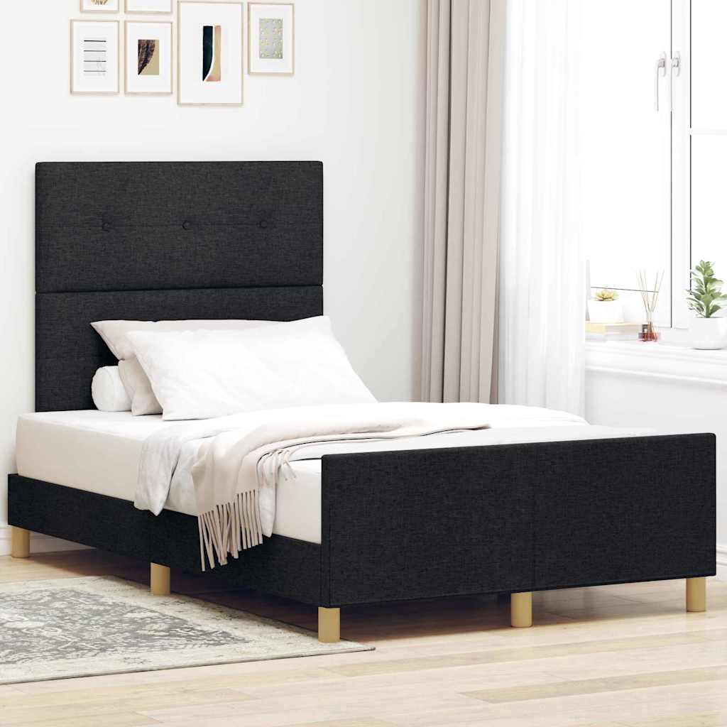 Bettgestell mit Kopfteil Schwarz 120 x 190 cm Stoff