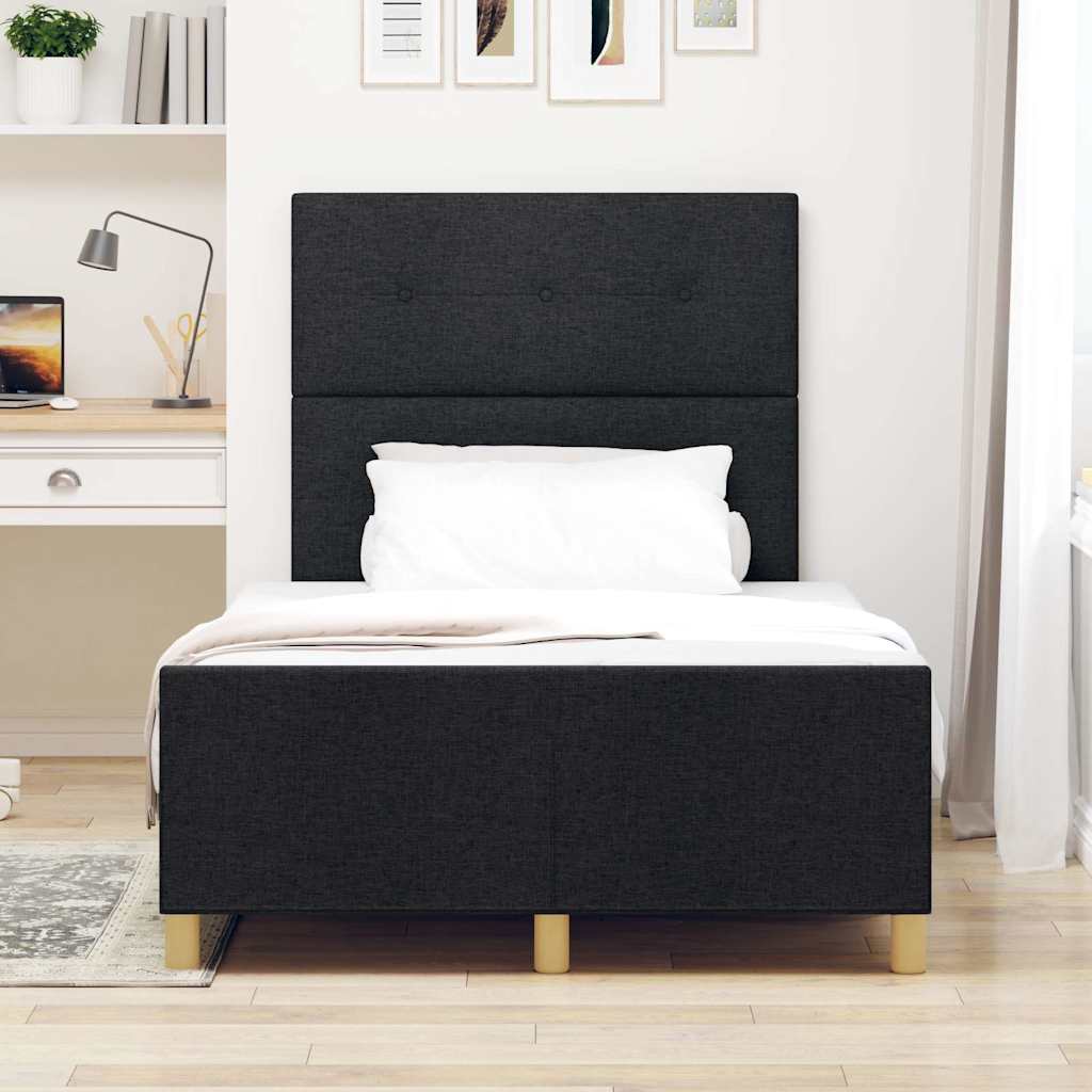 Bettgestell mit Kopfteil Schwarz 120 x 190 cm Stoff