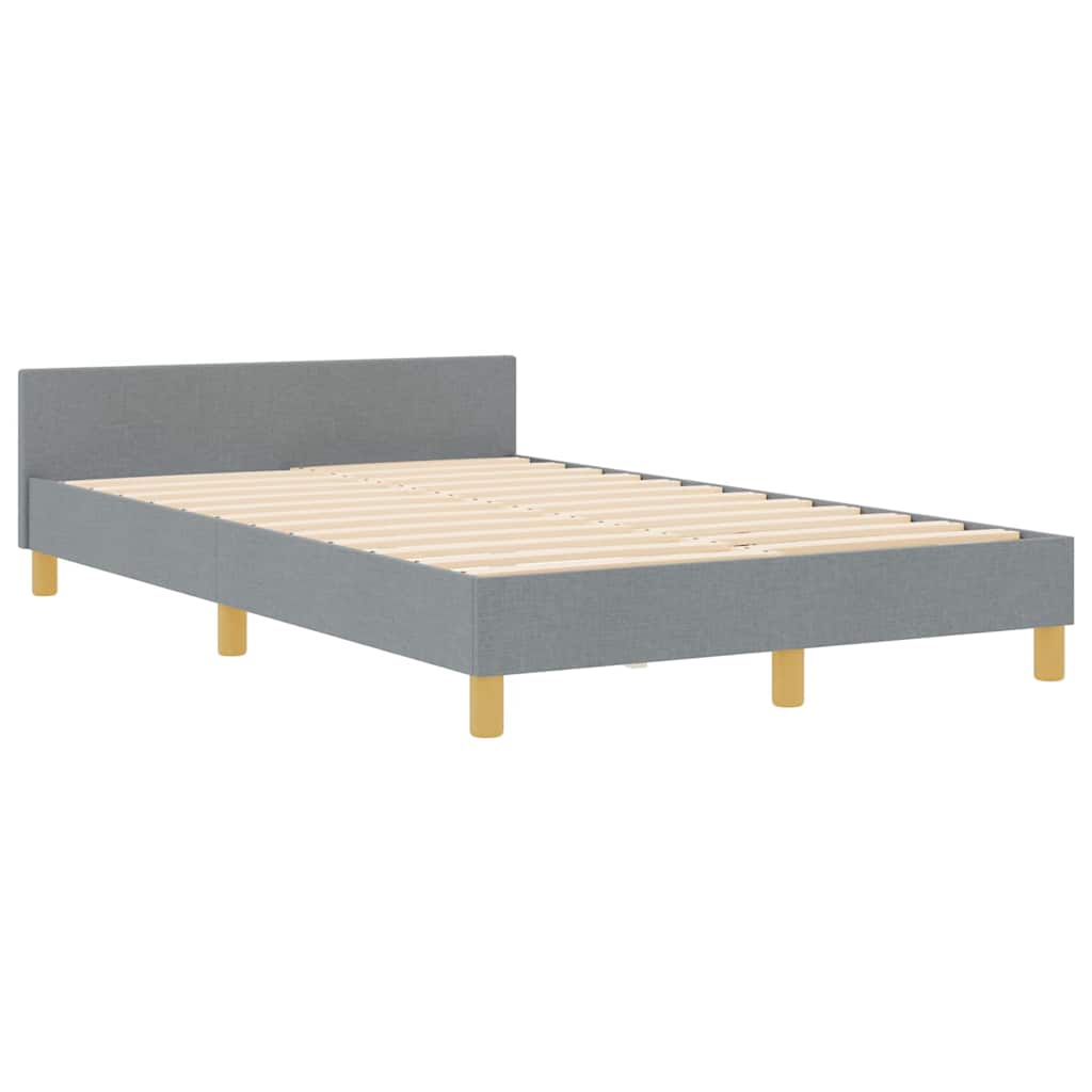 Bettgestell mit Kopfteil Hellgrau 120 x 200 cm Stoff