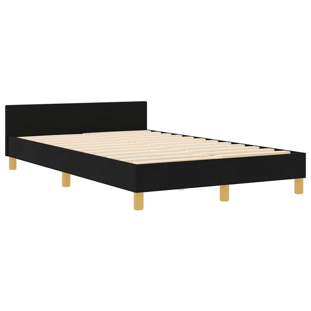 Bettgestell mit Kopfteil Schwarz 120 x 200 cm Stoff