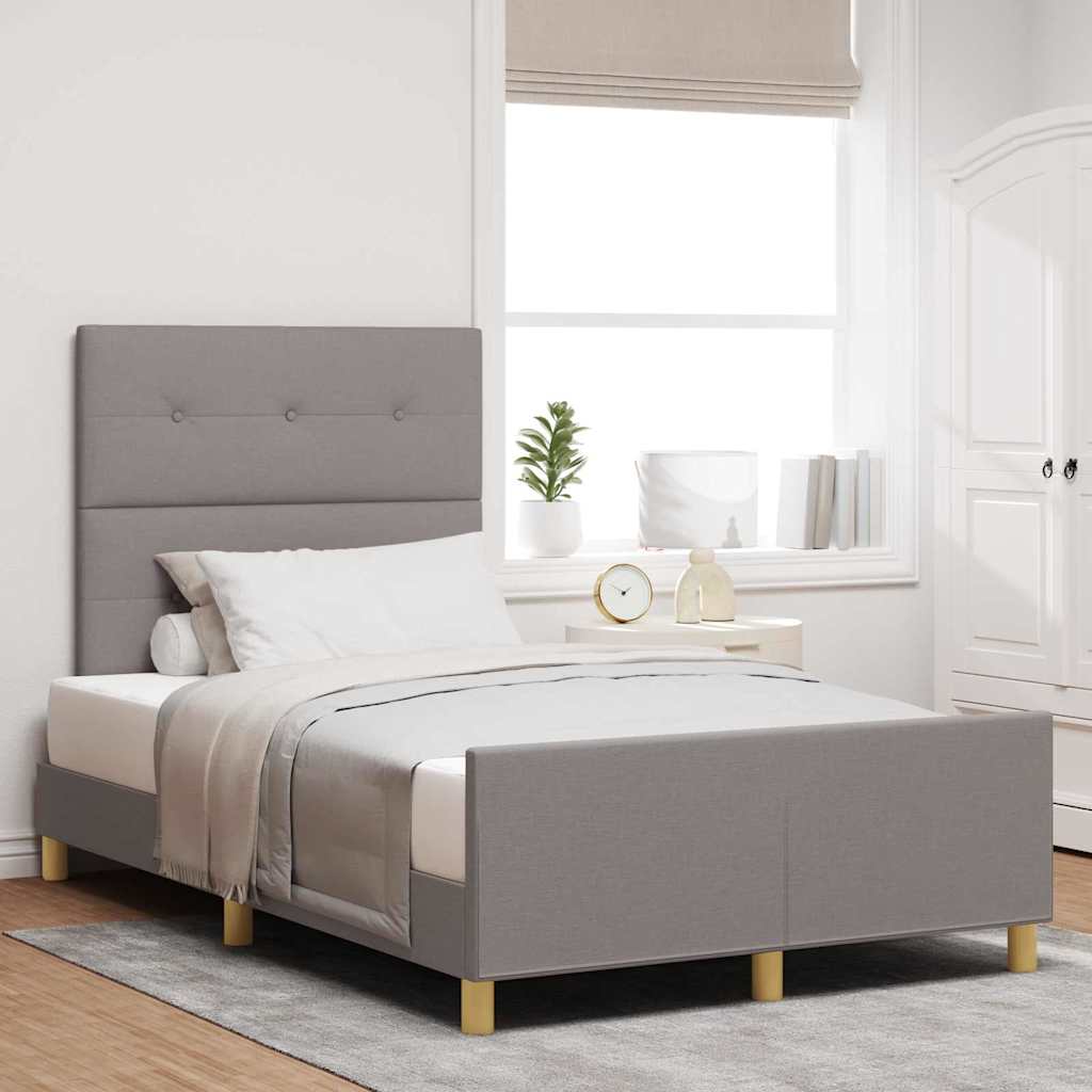 Bettgestell mit Kopfteil Taupe 120 x 200 cm Stoff