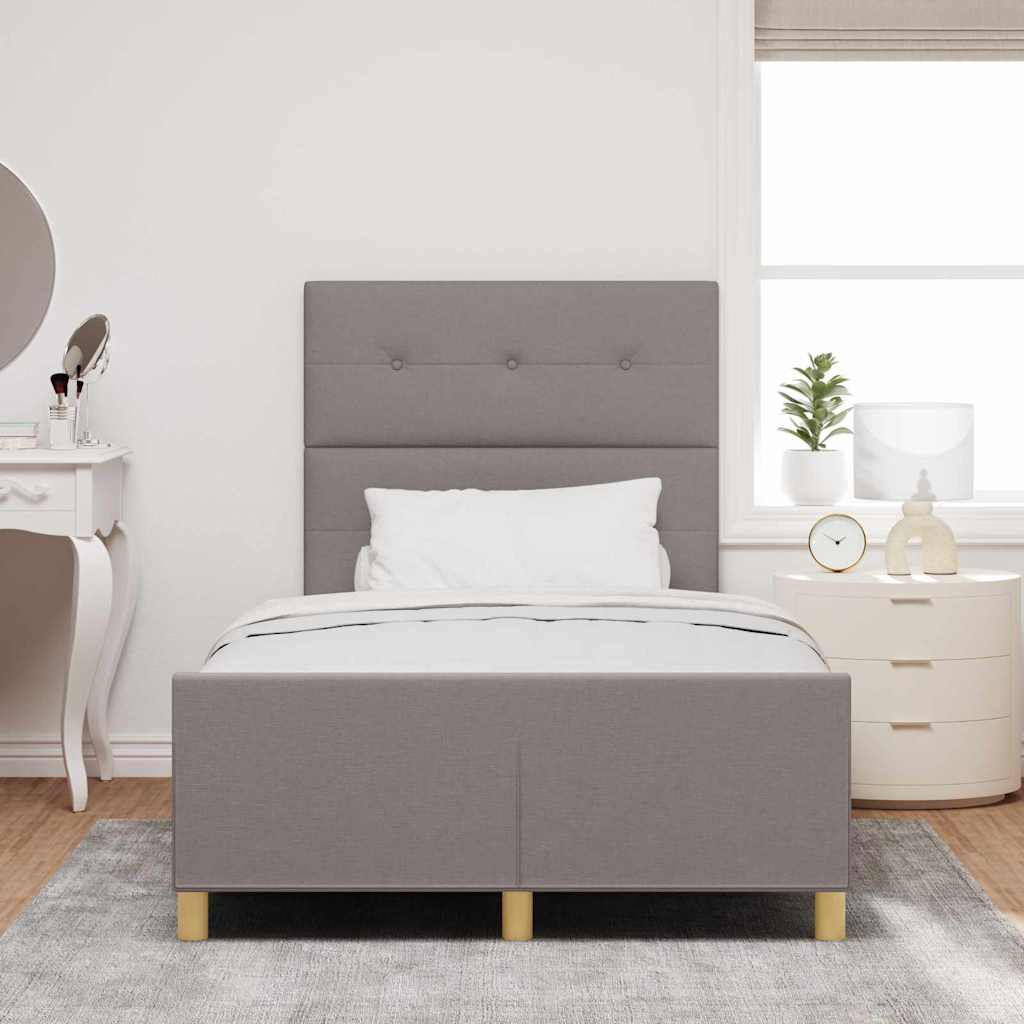 Bettgestell mit Kopfteil Taupe 120 x 200 cm Stoff