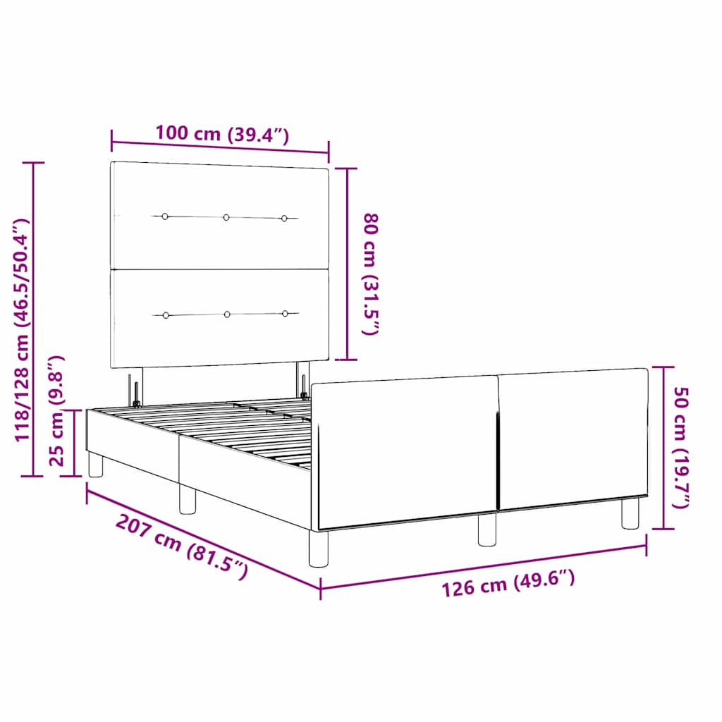 Bettgestell mit Kopfteil Taupe 120 x 200 cm Stoff