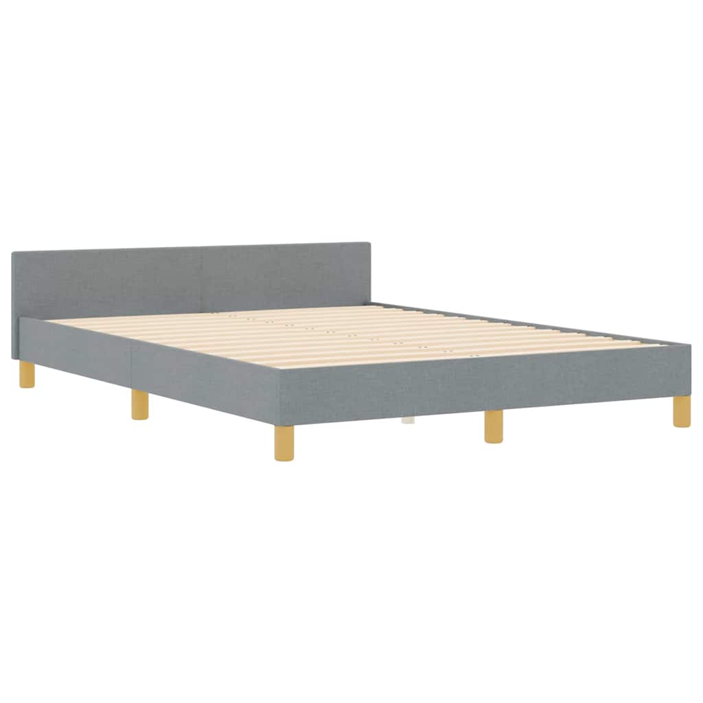 Bettgestell mit Kopfteil Hellgrau 140 x 190 cm Stoff