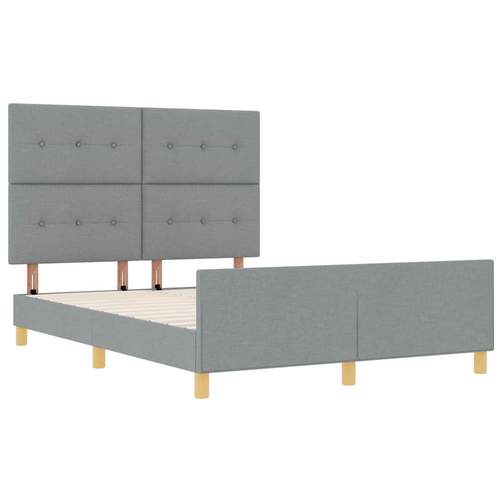 Bettgestell mit Kopfteil Hellgrau 140 x 190 cm Stoff