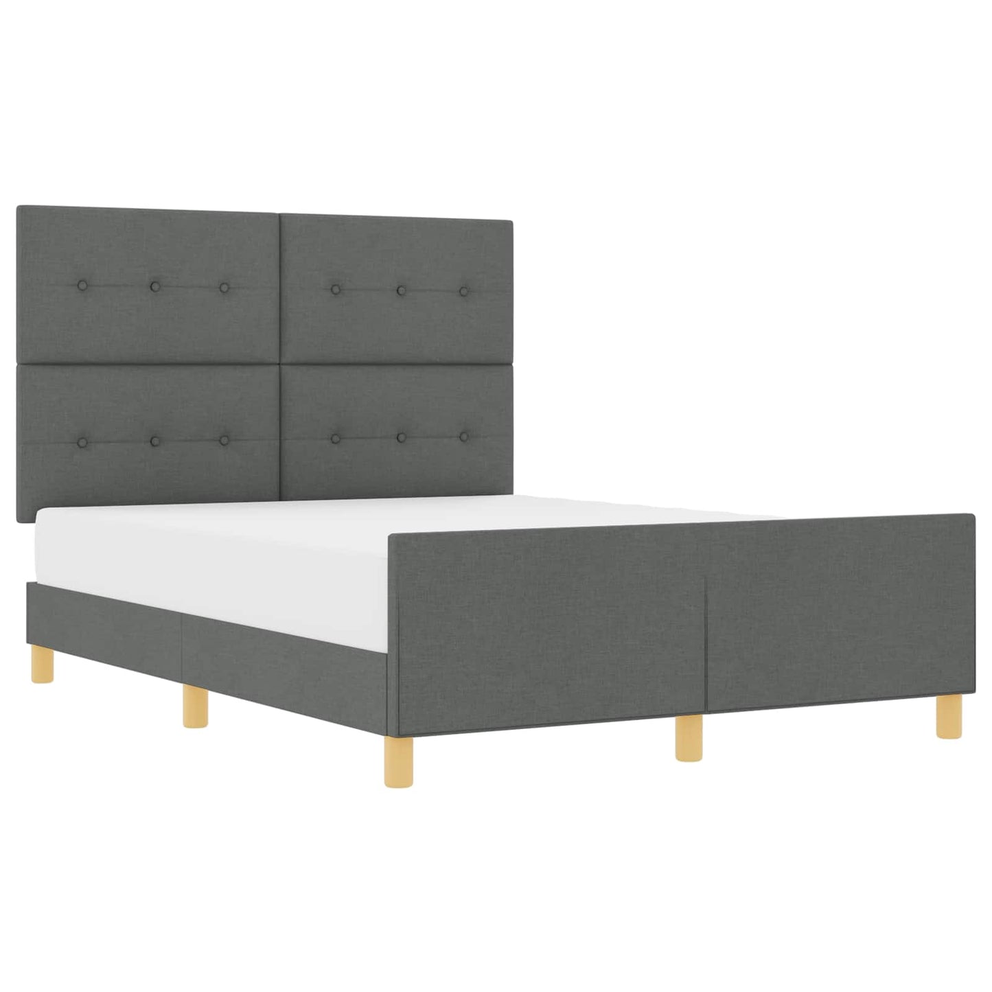 Bettgestell mit Kopfteil Dunkelgrau 140 x 190 cm Stoff
