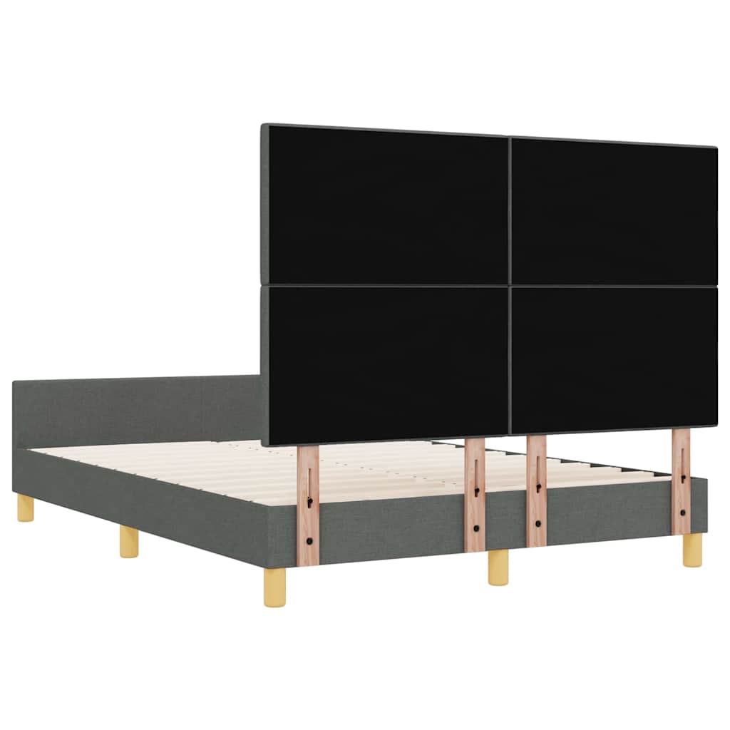 Bettgestell mit Kopfteil Dunkelgrau 140 x 190 cm Stoff