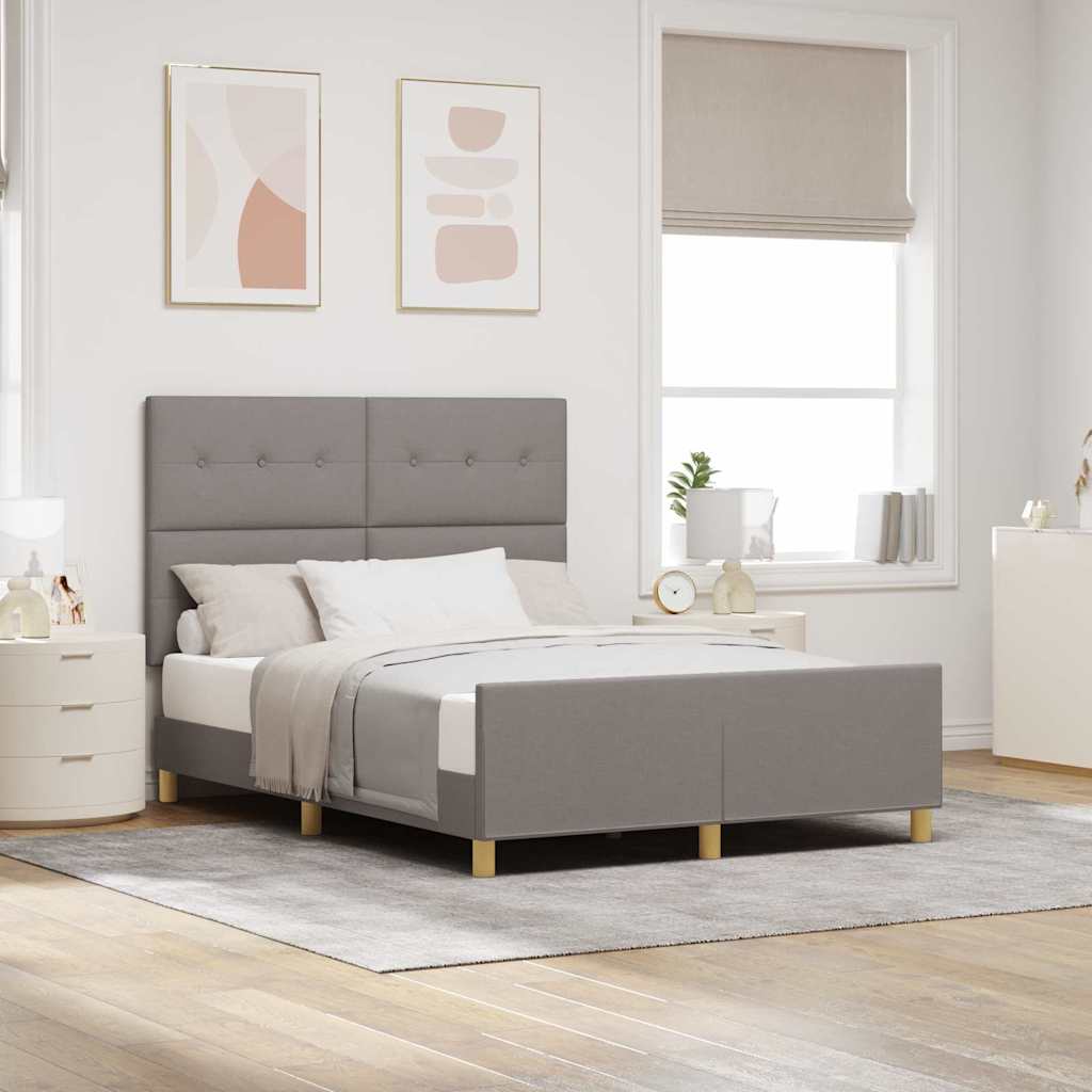 Bettgestell mit Kopfteil Taupe 140 x 190 cm Stoff