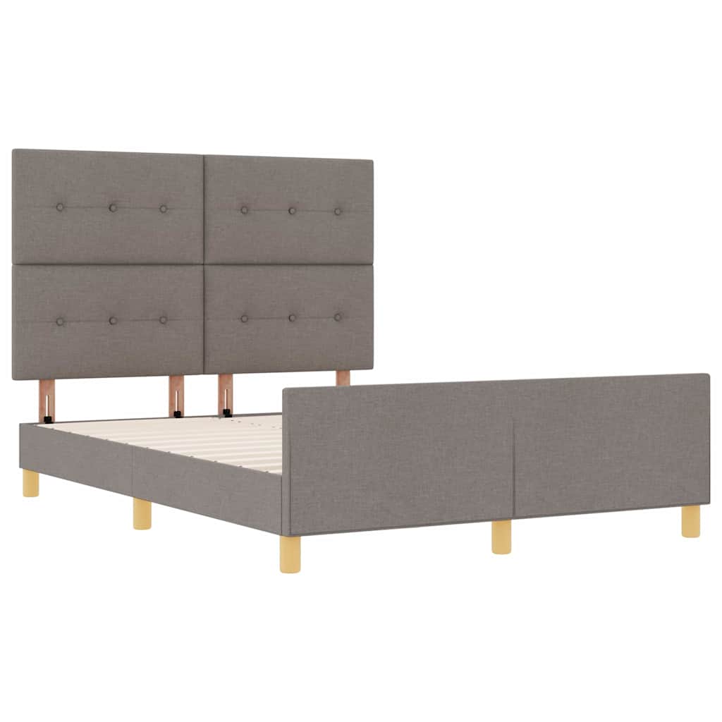 Bettgestell mit Kopfteil Taupe 140 x 190 cm Stoff
