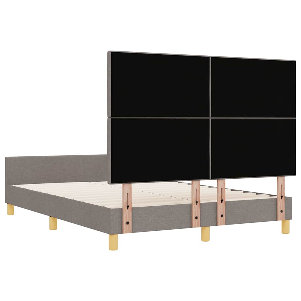 Bettgestell mit Kopfteil Taupe 140 x 190 cm Stoff