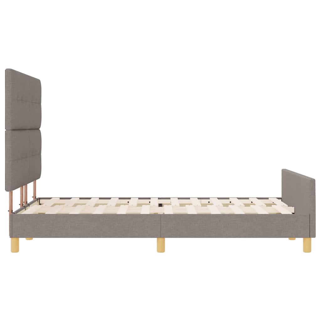Bettgestell mit Kopfteil Taupe 140 x 190 cm Stoff
