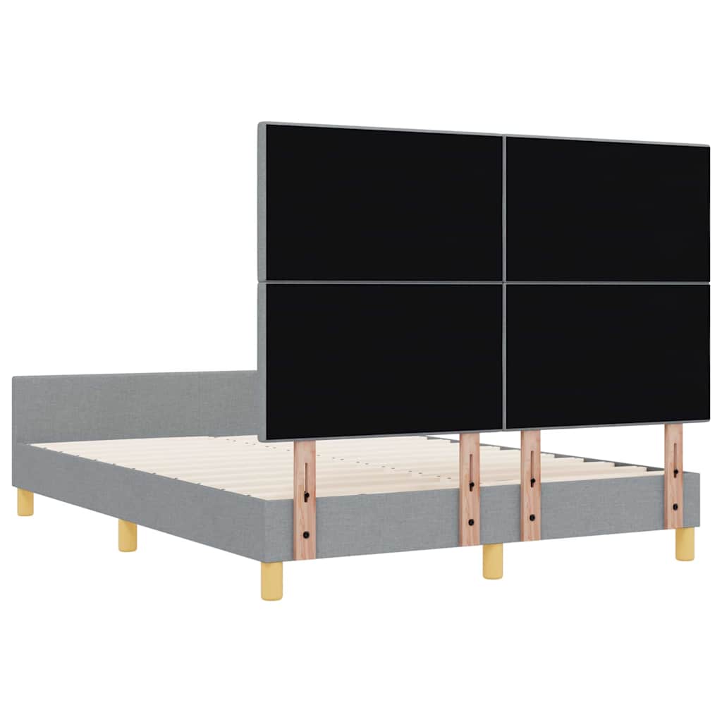 Bettgestell mit Kopfteil Hellgrau 140 x 200 cm Stoff