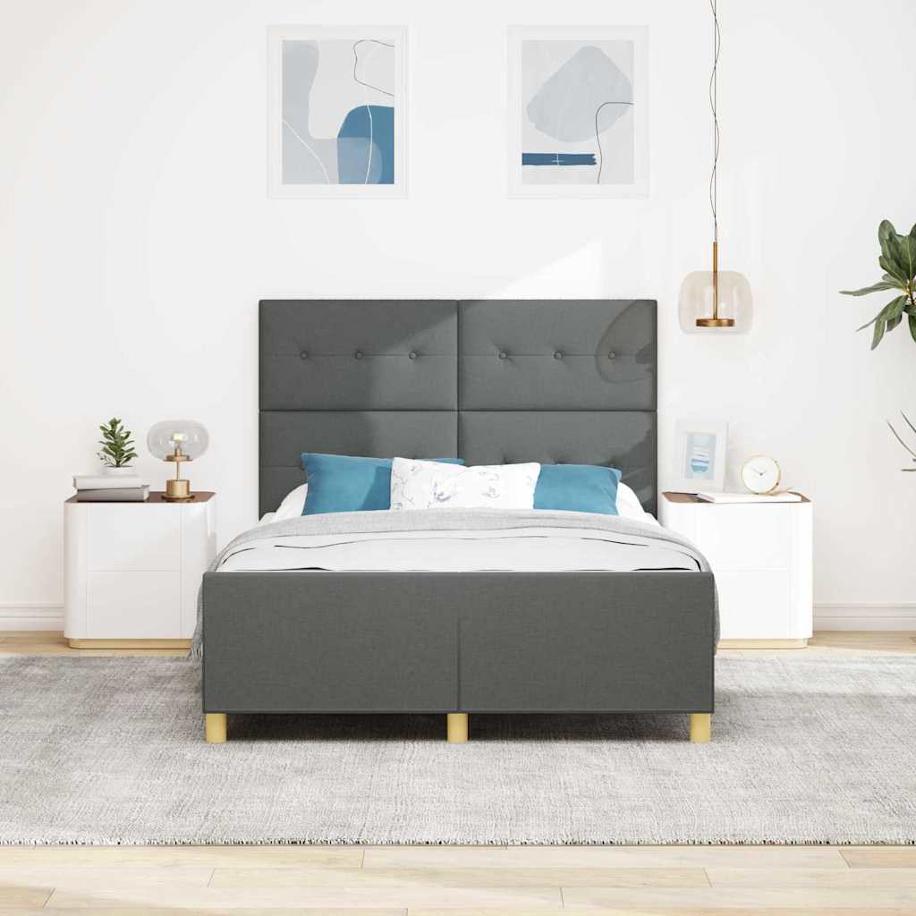 Bettgestell mit Kopfteil Dunkelgrau 140 x 200 cm Stoff