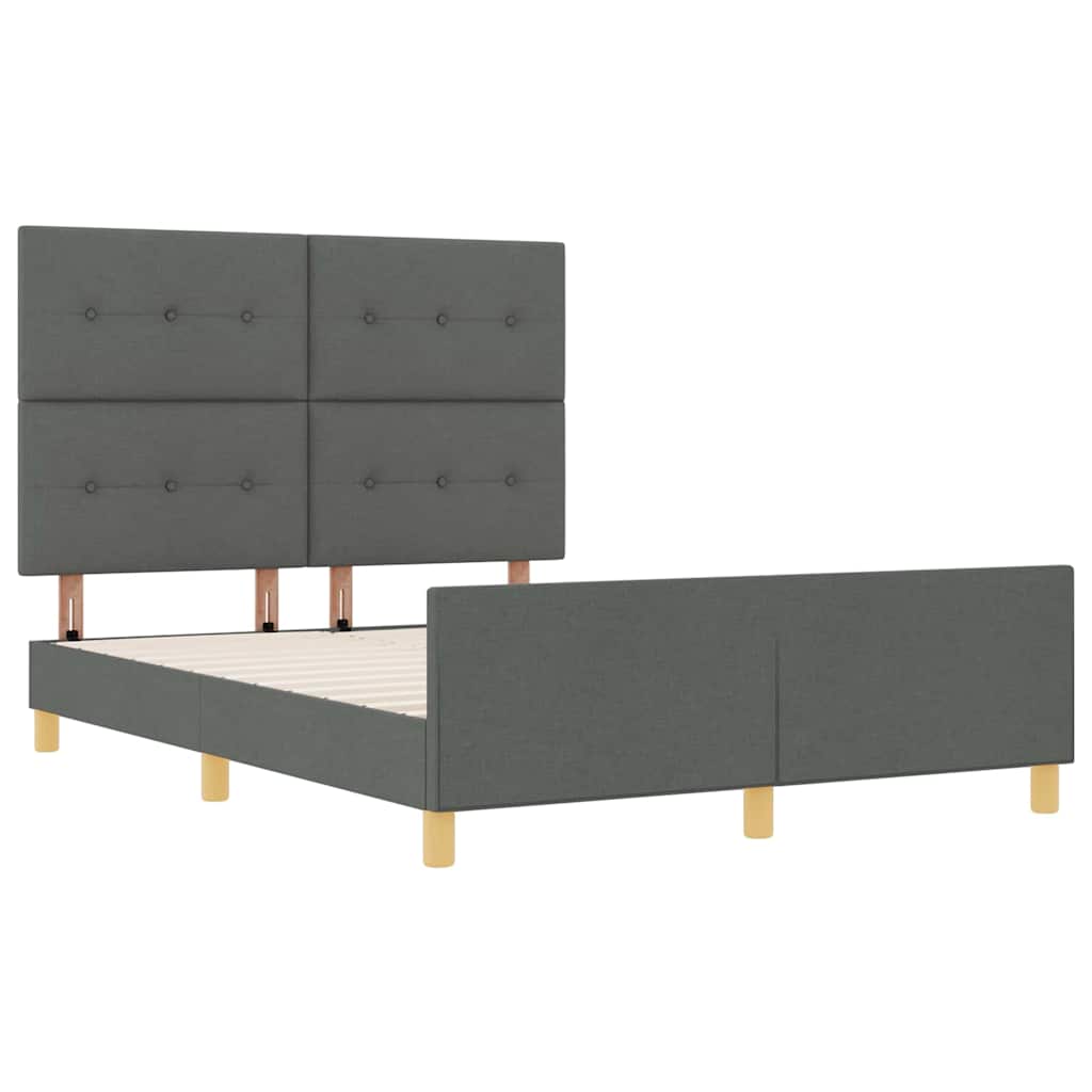 Bettgestell mit Kopfteil Dunkelgrau 140 x 200 cm Stoff