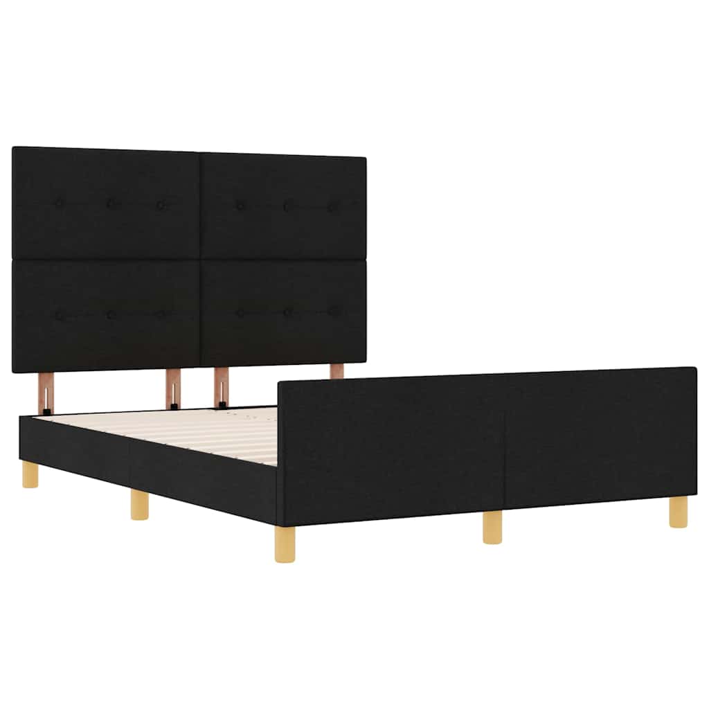 Bettgestell mit Kopfteil Schwarz 140 x 200 cm Stoff