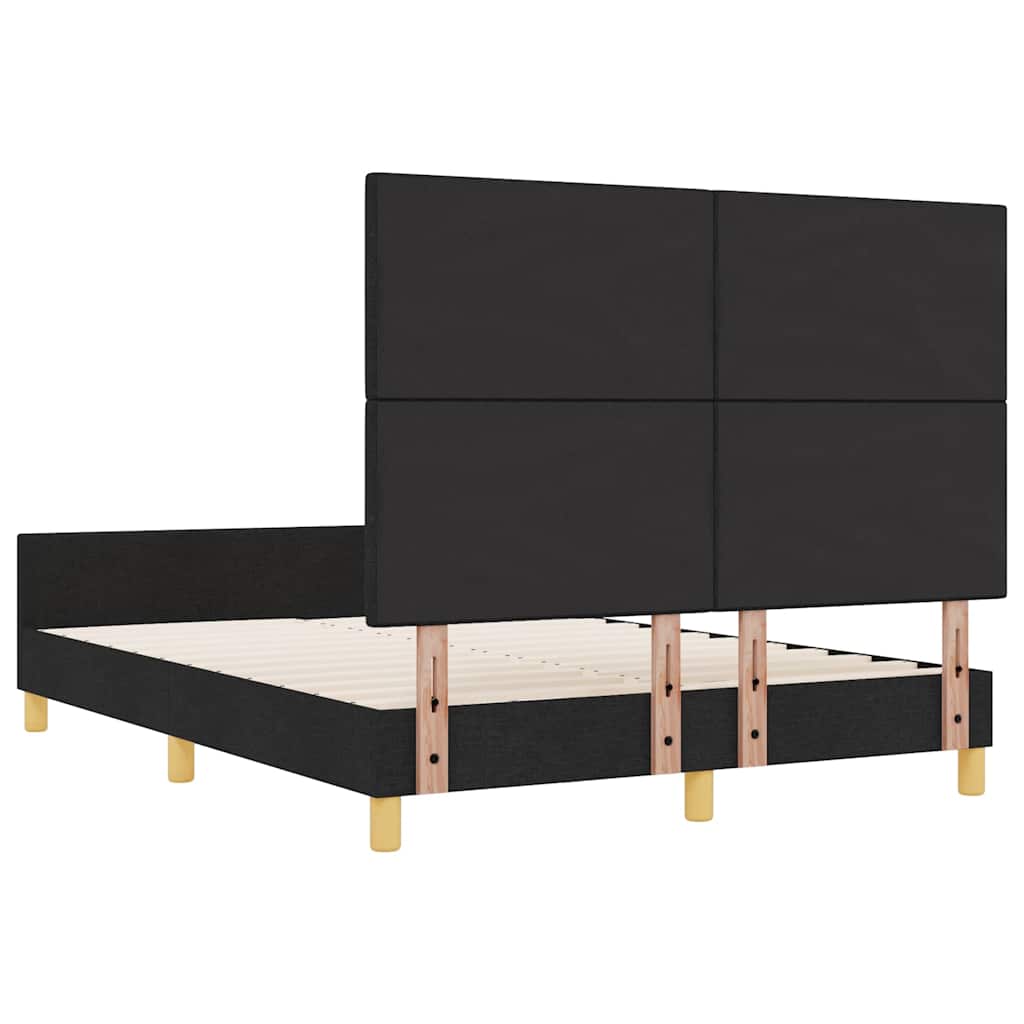 Bettgestell mit Kopfteil Schwarz 140 x 200 cm Stoff