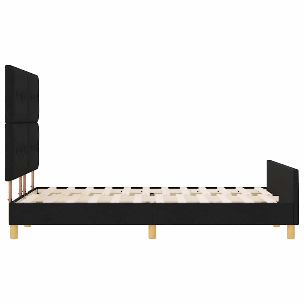 Bettgestell mit Kopfteil Schwarz 140 x 200 cm Stoff