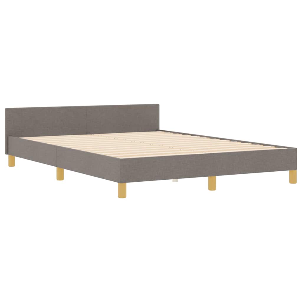 Bettgestell mit Kopfteil Taupe 140 x 200 cm Stoff
