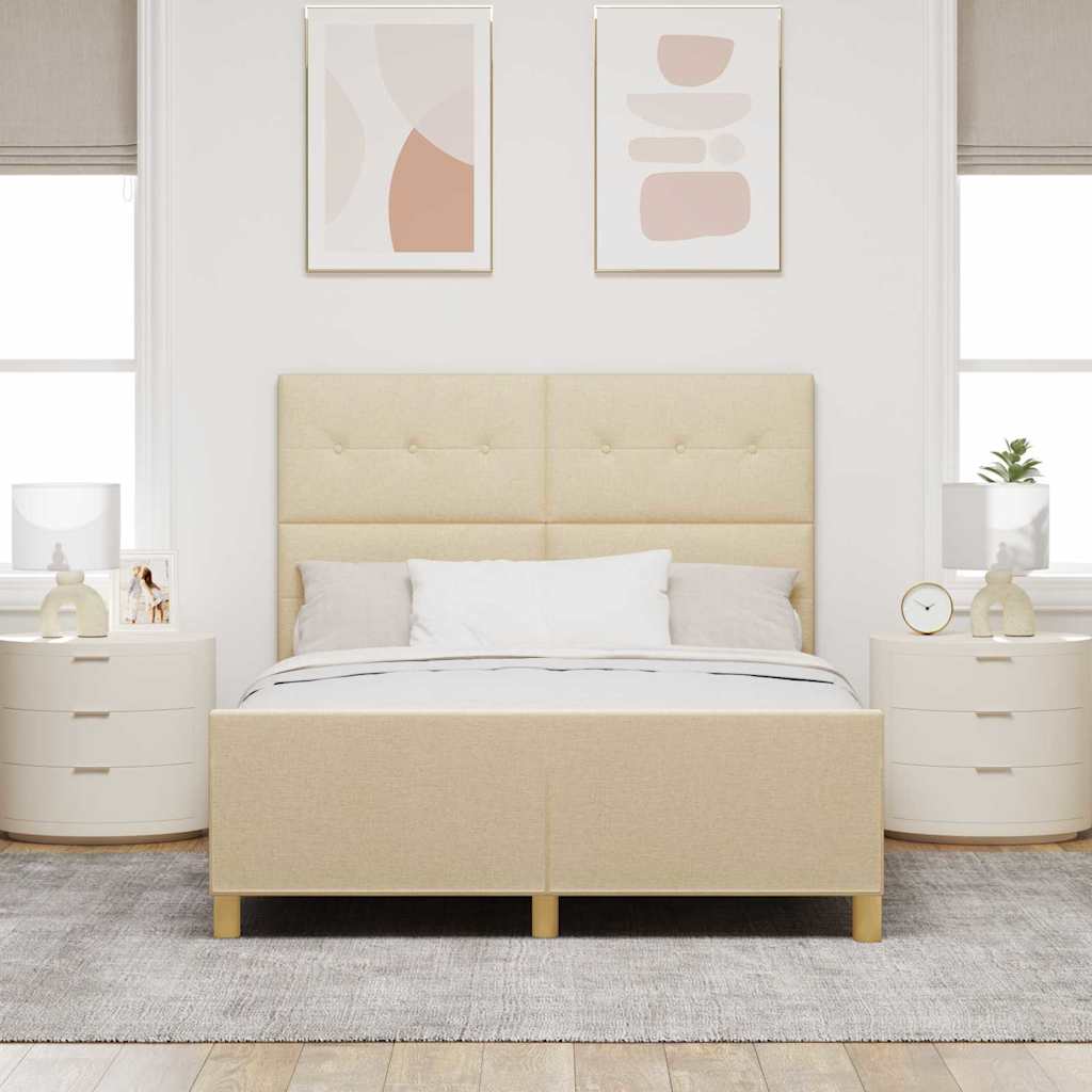 Bettgestell mit Kopfteil Creme 140 x 200 cm Stoff